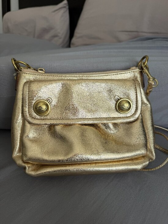 Coach Handbags - Vintage Coach Poppy Metallic Gold Leather Crossbody Bag Y2K